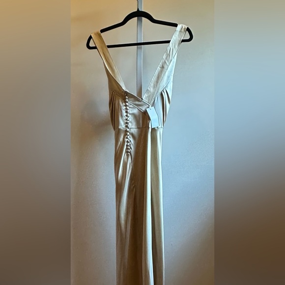 NEW KHAITE Milo Sleeveless Silk Midi-Dress Sz 8 Ecru Champagne - Picture 8 of 14